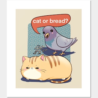 Funny cat and pigeon Posters and Art